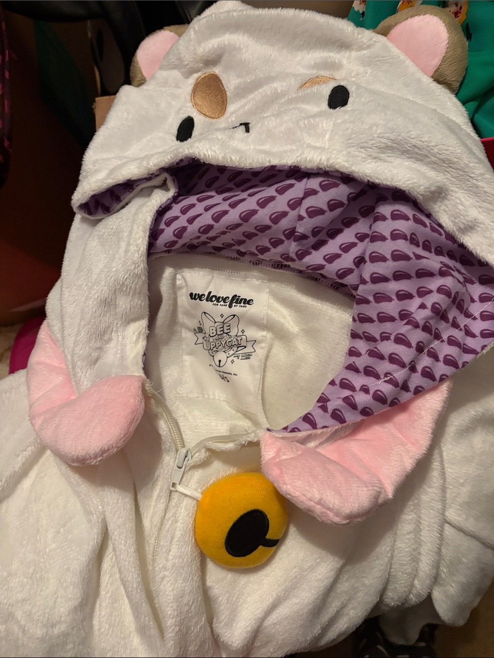 Bee and Puppycat WeLoveFine Women's White & Pink Character Hooded Pajama Romper